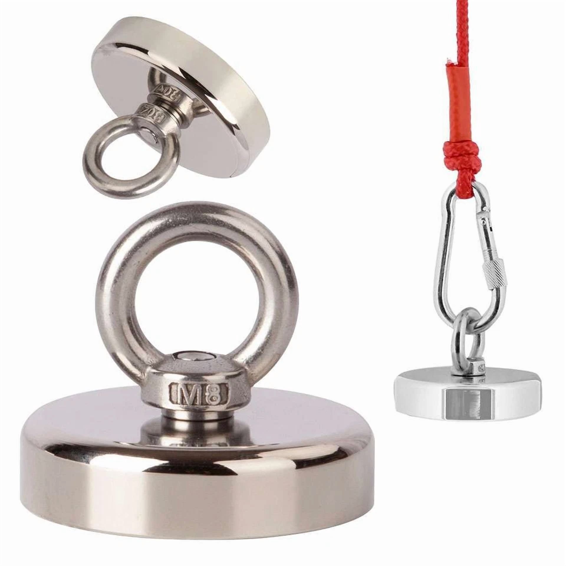 CRESTIN- Neodymium Fishing Magnets 2 Pack, 400Lbs Pulling Force Strong Round Rare Earth