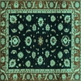 thumbnail image 1 of Ahgly Company Machine Washable Indoor Square Oriental Turquoise Blue Traditional Area Rugs, 7' Square, 1 of 4