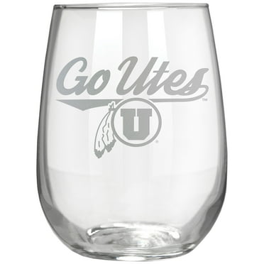 Utah Utes Etched 17oz. Rally Cry Stemless Wine Glass