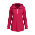 thumbnail image 7 of Horkkom Quarter Zip Pullover Women Casual Tunic Drawstring Tops Fashion Solid Color Comfort Hoodie with Pockets M, 7 of 7