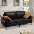 thumbnail image 5 of AECOJOY 79" Faux Leather Sofa 3 Seater Couch Loveseat Living Room Furniture in Black, 5 of 9