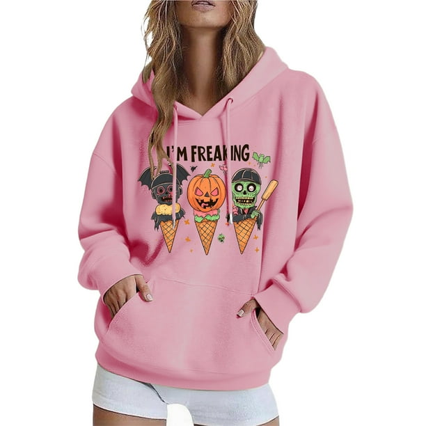 Ailaofu Womens Halloween Sweatshirt Cute Graphic Crewneck Pullover Printed Long Sleeve Fall Outfits Sweatshirts