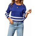 thumbnail image 3 of Womens Fall Fashion Long Sleeve Color Block Oversized Sweater Trendy Casual Crew Neck Knitted Pullover Baolan M, 3 of 9
