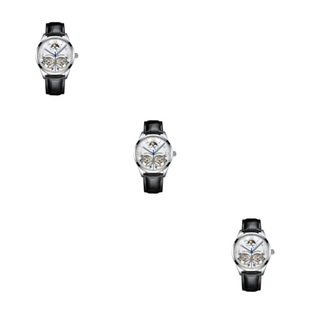 Qarigey Reloj mecánico para hombre con estilo, correa de cuero analógica Vintage, reloj de de negocios ajustable, tipo de regalo de Type1 NO1