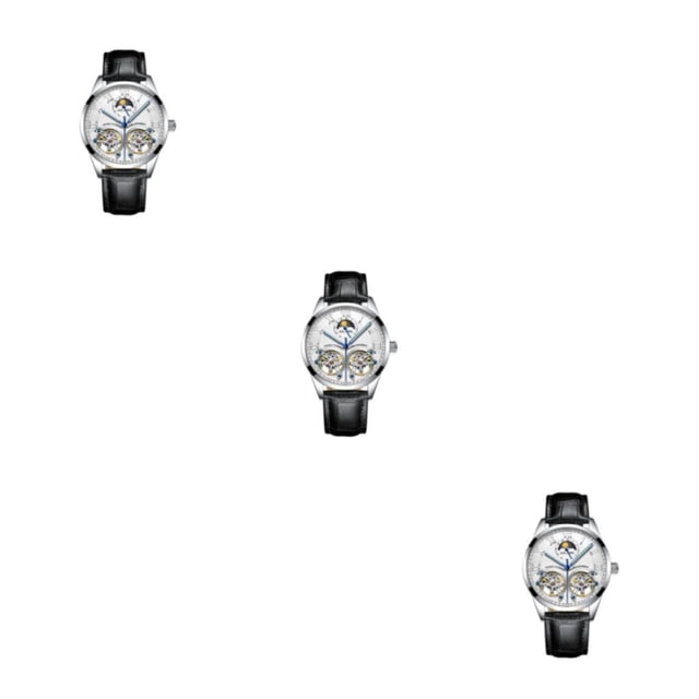Qarigey Reloj mecánico para hombre con estilo, correa de cuero analógica Vintage, reloj de de negocios ajustable, tipo de regalo de Type1 NO1