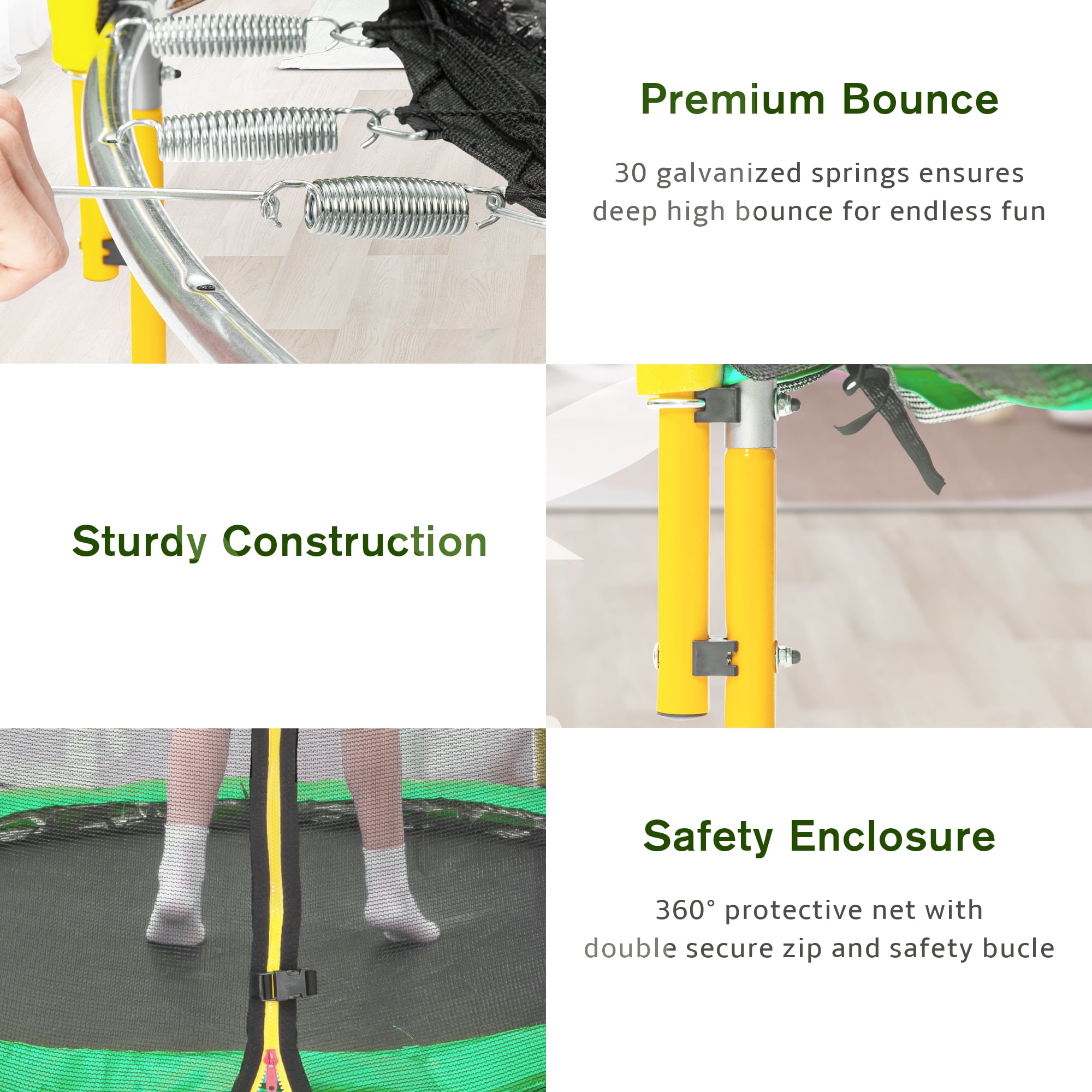 EUROCO 5.5FT Kids Trampoline with Basketball Hoop, Indoor & Outdoor Mini Toddler Trampoline with Enclosure Net, Easy to Assemble