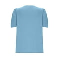 thumbnail image 5 of Sevevn Women's Fashion Summer Solid Color Round-Neck Short Sleeve Blouses Top Light Blue XXL Sales Today Clearance, 5 of 7