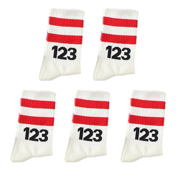 EZLIFE 5 pares de calcetines, calcetines deportivos de algodón para hombres y mujeres Hot B7 numerados 123 T пц W7H2