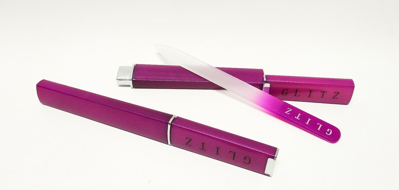GLITZ Crystal Glass File With FUSCHIA Case Pointed Tip 5.5" Pack of 2 files