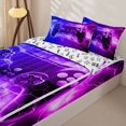 thumbnail image 3 of Erosebridal Lightning Game Controller Zipper Twin Comforter Sets with Fitted Sheet and 2 Pillowcases,Honeycomb Neon Print Zipper Bedding Set,Purple Pink Black,Reversible, 3 of 6