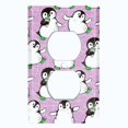 thumbnail image 2 of Metal Light Switch Plate Cover Cute Penguins Ice Skating Purple BRD003, 2 of 13