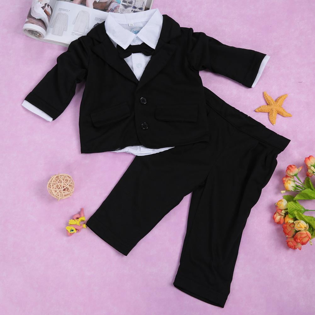 LYUMO 3 Piece Suit Infant Baby Boy Long Sleeve Gentleman Bow Tie Suit