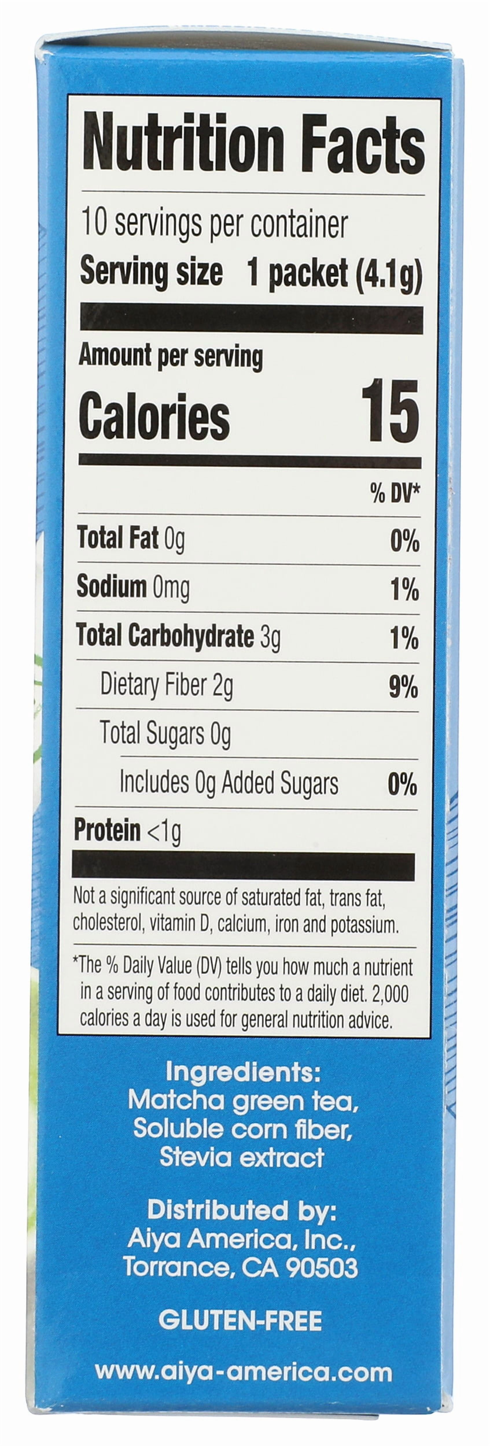 Pack of 6, Aiya Sugar-Free Sweetened Matcha To Go Sticks, 1.44 oz