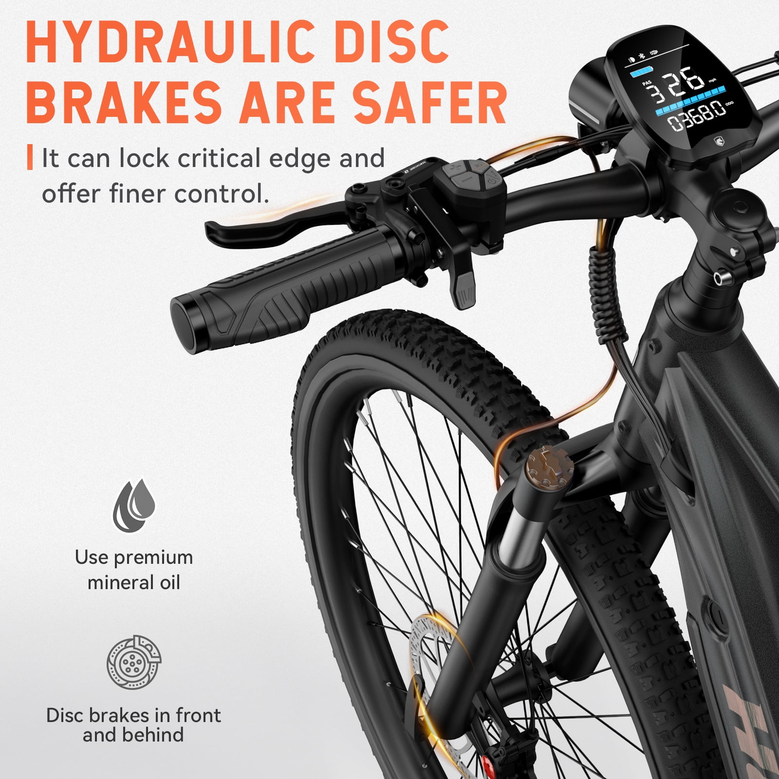 HOVSCO Electric Bike for Adults, 500W Peak Motor 20mph, 48V/15Ah, E-Mountain bicycle, UL2849, APP Control