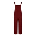 thumbnail image 5 of ZZkhGO Women's Solid Color Corduroy Overall Jumpsuit Adjustable Strap Wide Leg Sleeveless Jumpsuit with Side Pockets, 5 of 7