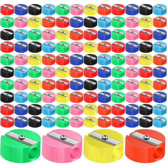 200 Pcs Colored Pencil Sharpeners in Bulk, Portable Handheld Pencil Sharpeners with 1 Holes for Goodie Bag Fillers and Classroom Rewards (Color Random)