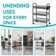 thumbnail image 2 of Yucurem 3 Tier Rolling Cart with Wheels, Metal Utility Cart with Lockable Wheels, Laundry Room Organization for Bathroom, Kitchen, Snack, Black, 2 of 8
