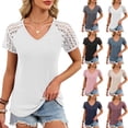 thumbnail image 5 of vigerkar Womens Summer Short Sleeve T Shirt 2026 Spring Vacation V Neck Tops Lace Blouses Dressy Casual Fashion Clothes (Grey, XXL), 5 of 9
