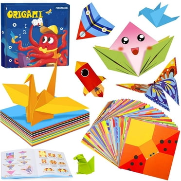 Suaxova Colorful Origami Kit for Kids 54 Projects 158 Double Sided Origami Paper 50 Sheets Practice Papers Instructional Origami Book Origami Gift for Girls Boys Adult Beginners Training Craft