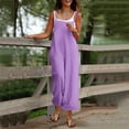 thumbnail image 2 of aidice Plus Size Overalls for Women Summer Casual Spaghetti Strap Loose Wide Leg Pants Jumpsuit Pockets, 2 of 5
