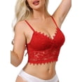 thumbnail image 4 of INSPIRE CHIC Women's Lace Camisole Plunge Sheer Sleeveless Strap Tank See Through Mesh Back with Thin Cup M Red, 4 of 5