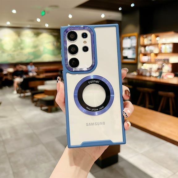 Decase for Samsung Galaxy S23 Magnetic Clear Case,Compatible with MagSafe,Slim Shockproof Anti-Scratch Drop Proof Non-Yellowing Anti-Fingerprint Clear Back Cover Case,Royalblue