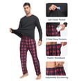thumbnail image 4 of MoFiz Pjs Men's Pajama Sets Long Sleeve Top Checkered Pants Cozy Loungewear 2 Pieces, 4 of 7