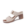 thumbnail image 3 of Willtoo Women's Chunky Block Heel Sandals - Open Toe Slip-On Ankle Strap Slides with Adjustable Buckle, for Casual & Evening Wear Beige US-10（EU-43）, 3 of 4