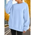 thumbnail image 5 of Women Oversized Sweatshirts Hoodie Fleece Crew Neck Long Sleeve Sweaters Comfy Fall Fashion Outfits Light Blue L, 5 of 9