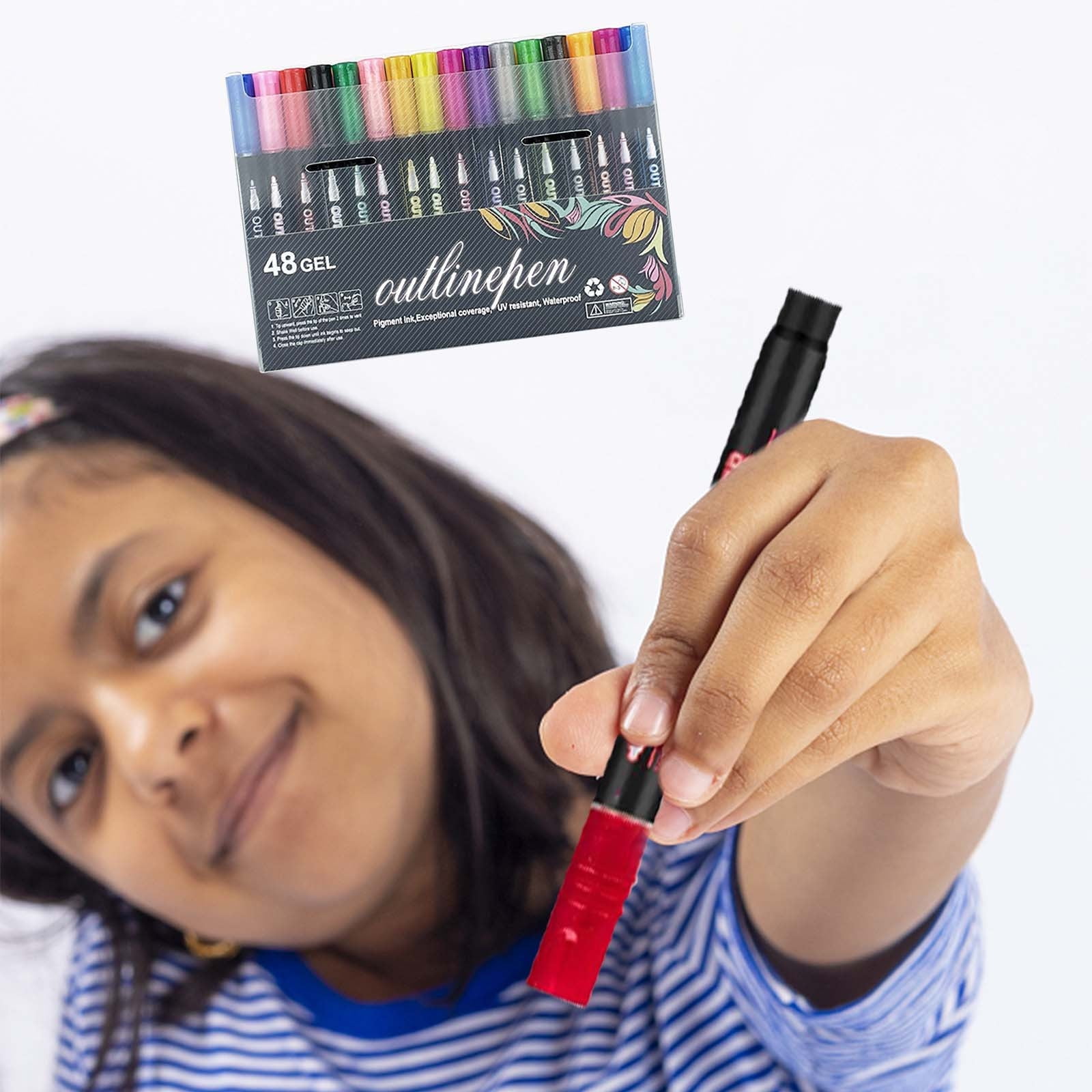 Double Line Outline Markers, Czzoypi Metallic Glitter Pens for Guest Book Wedding Decor, 8ml Water-Based Ink Quick-Dry Non-Smear Writing on Glass Wood Ceramic