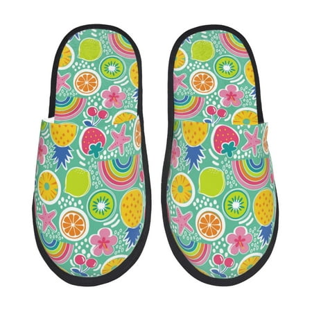 

House Slippers for Women Men - colorful fruit rainbow Warm Non-slip Mens Womens Slippers Cozy Slip-on House Shoes Bedroom Outdoor Indoor Slippers for Men