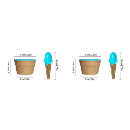 

2Pcs Kids Ice Cream Cup Dessert Ice Cream Pp Bowl With Spoon Dinnerware Tableware