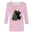 thumbnail image 4 of Fashion Fall Saving LiMoi Women's Xmas Season Blouse Three Quarter Sleeve Round Neck Top with Artistic Tree Print Tees Tshirts Shirts My Items, 4 of 5