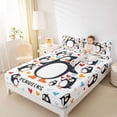 thumbnail image 4 of Homewish Cute Cartoon Penguin Twin Sheet Sets,Antarctic Wild Animal Twin Fitted Sheet,Colorful Heart Print Flat Sheet For Boys Hgirls,Breathable Home Decor,3pcs, 4 of 7