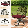 thumbnail image 6 of 9-Piece Patio Furniture Dining Set, Cast Aluminum Outdoor Conversation Set- 61" Round Patio Dining Table with Detachable Lazy Susan & 8 Cushioned Swivel Rocker, Umbrella Hole, Chili Red, 6 of 7