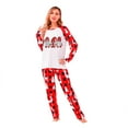 thumbnail image 5 of Odeerbi Christmas Pajamas for Family Holiday Long Sleeve Family Christmas Pajamas Matching Sets Mom Casual Printed Top with Bottom Outfits Home Wear Sleepwear Family Matching PJs Set Red, 5 of 9