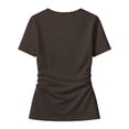 thumbnail image 3 of GIPQJK T Shirts for Women Deep V Neck Short Sleeves Summer Basic Tshirts Going Out Casual Trendy Slim Fitted Tops,Coffee L, 3 of 5