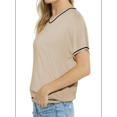 thumbnail image 3 of Tops de Mujer, Camisetas Casuales de Corta A , Suéter de Punto con Cuello Redondo. Albaricoque XXL, 3 of 10