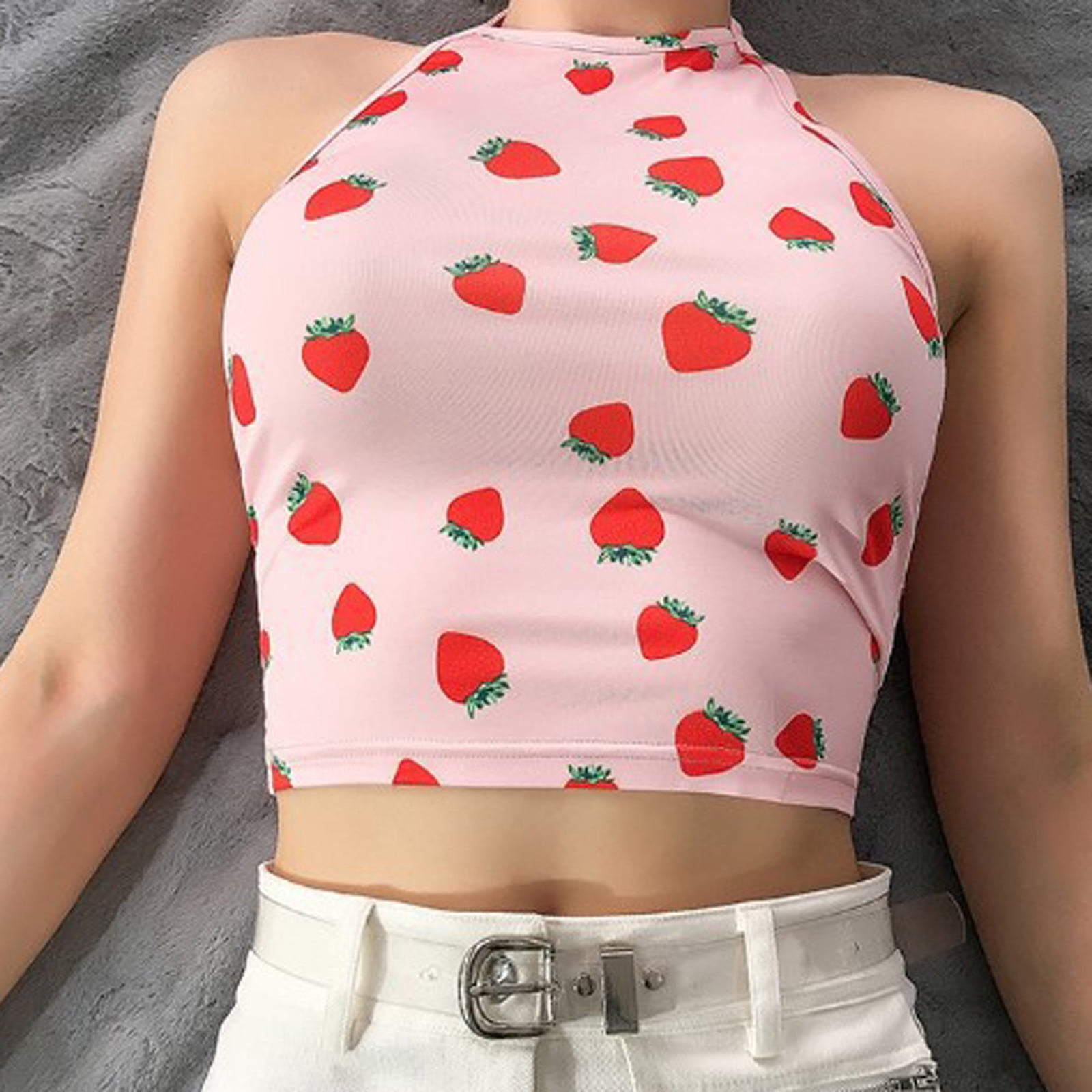 strawberry print tank top