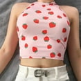 thumbnail image 4 of ibuvkizy Womens Tank Tops Loose Fit,Women's Fashion Casual Sleeveless Strawberry Print Hanging Neck Short Vest,Gifts for Women, 4 of 9