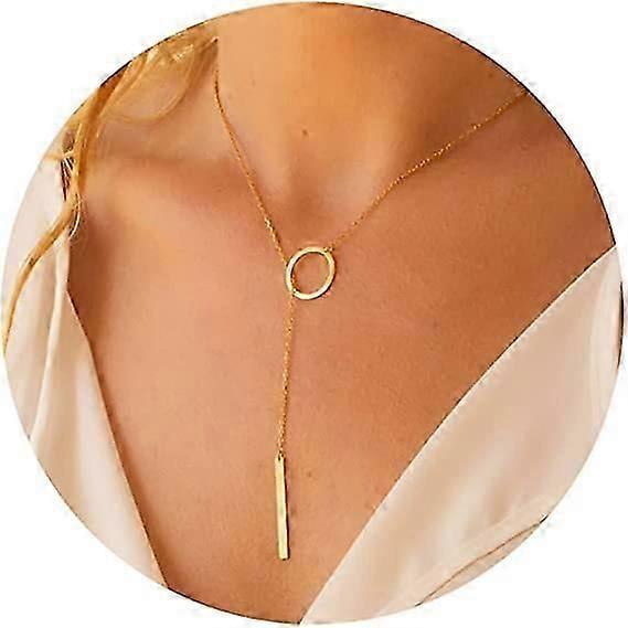 Collar tipo lariat para mujer, delicados collares largos de oro, collar con colgante de corazón, perla y circonita cúbica chapado en oro de 14k, collar sencillo de oro con colgante en forma de gota.