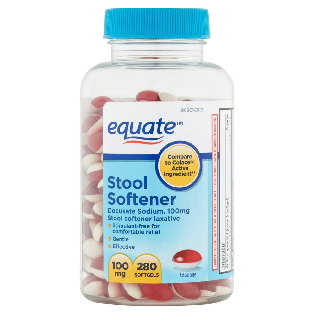 Equate Stool Softener Docusate Sodium Softgels, 100 mg, 280 Ct