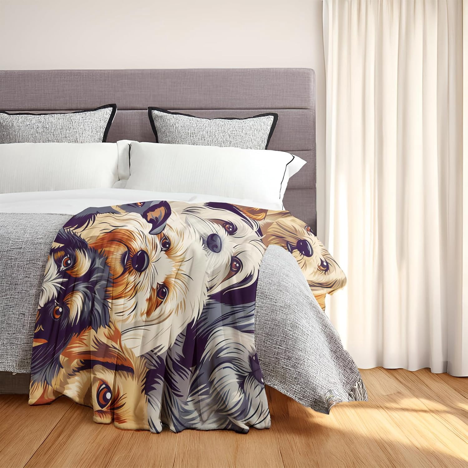 Cute Dog Throw Blanket - 60x80in,Ultra Soft, Cozy Lightweight Flannel, Animal Blankets - Gifts for Kids & Pet Lovers,for Couch Travel,Rustic Home Living Room Decor