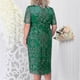 thumbnail image 3 of Women's plus size dress embroidered lace slim knee-length dress, 3 of 5