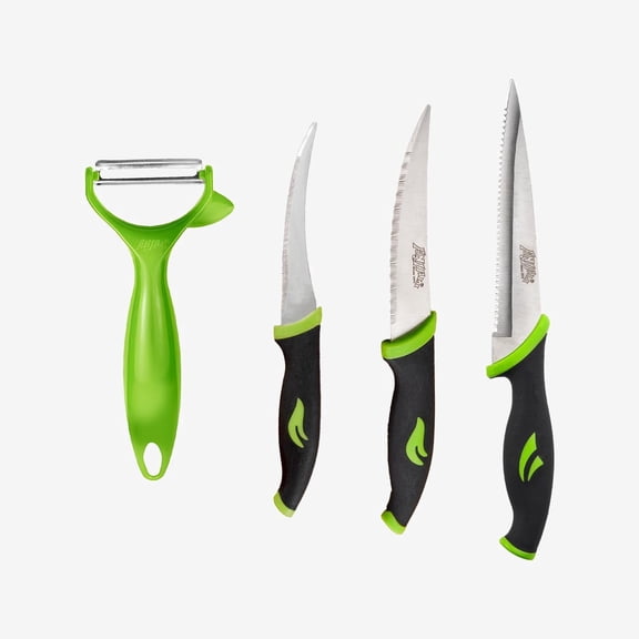 Anjali 4-Piece Kitchen Knife & Peeler Set – Bread, Vegetable, Tomato Knives & Multi-Use Peeler | Stainless Steel Blades, Non-Slip Handles