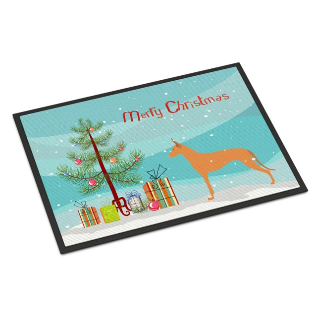 Alfombrilla para interior o exterior Caroline's Treasures Pharaoh Hound Merry Christmas Tree 18x27 BB2906MAT 18 x 27 Multicolor Caroline's Treasures BB2906MAT
