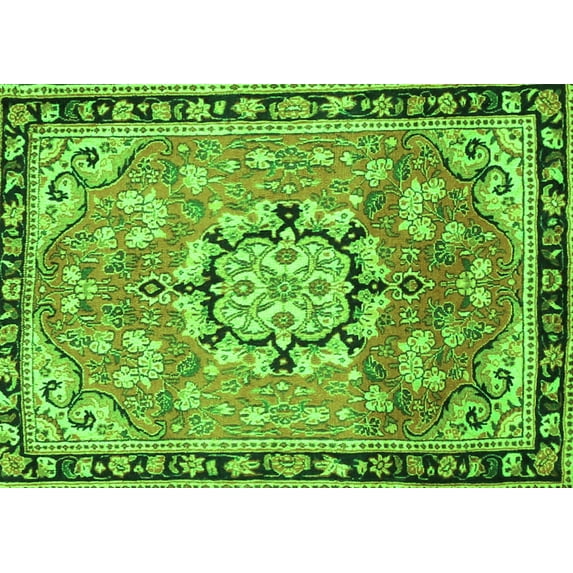 Ahgly Company Indoor Rectangle Persian Green Traditional Area Rugs, 2' x 5'