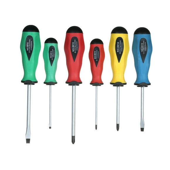 PENGGONG CR-V Steel Professional Screwdriver Set 6-Piece Philips and Slotted Screw Driver Kit Home Repair