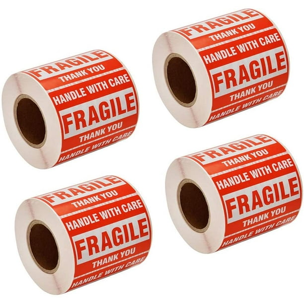 Sjpack 00 Fragile Stickers 4 Rolls 2 X 3 Fragile Handle With Care Thank You Shipping Labels Stickers 500 Labels Roll Walmart Com Walmart Com