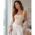 thumbnail image 6 of CHICME Womens Tank Tops With Built In Bras U-Neck Sleeveless Vest Elastic Slim Fit Shapewear Camisole Beige-L, 6 of 9